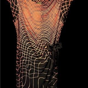 Taylor Black and Orange Patterned Dress